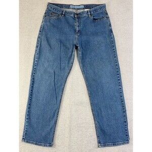 Eddie Bauer Jeans Straight Stretch Women's Size 18P Blue Denim Medium Wash